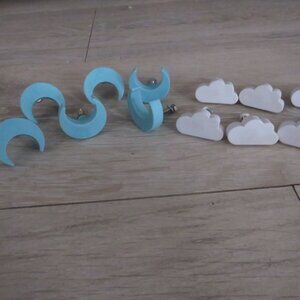 12 DECORATIVE CLOUDS AND CRESCENT MOON DRAWER KNOBS